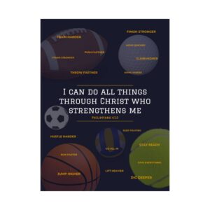 Christian Sports Poster — “I Can Do All Things Through Christ” (Philippians 4:13)