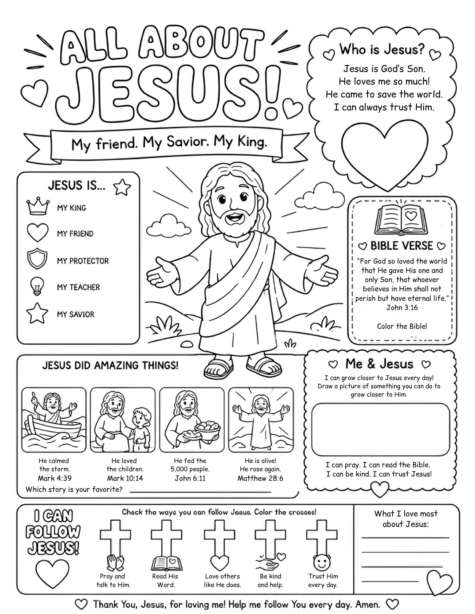 FREE PRINTABLE ‘All About Jesus’ Coloring Page Worksheet - Image 2