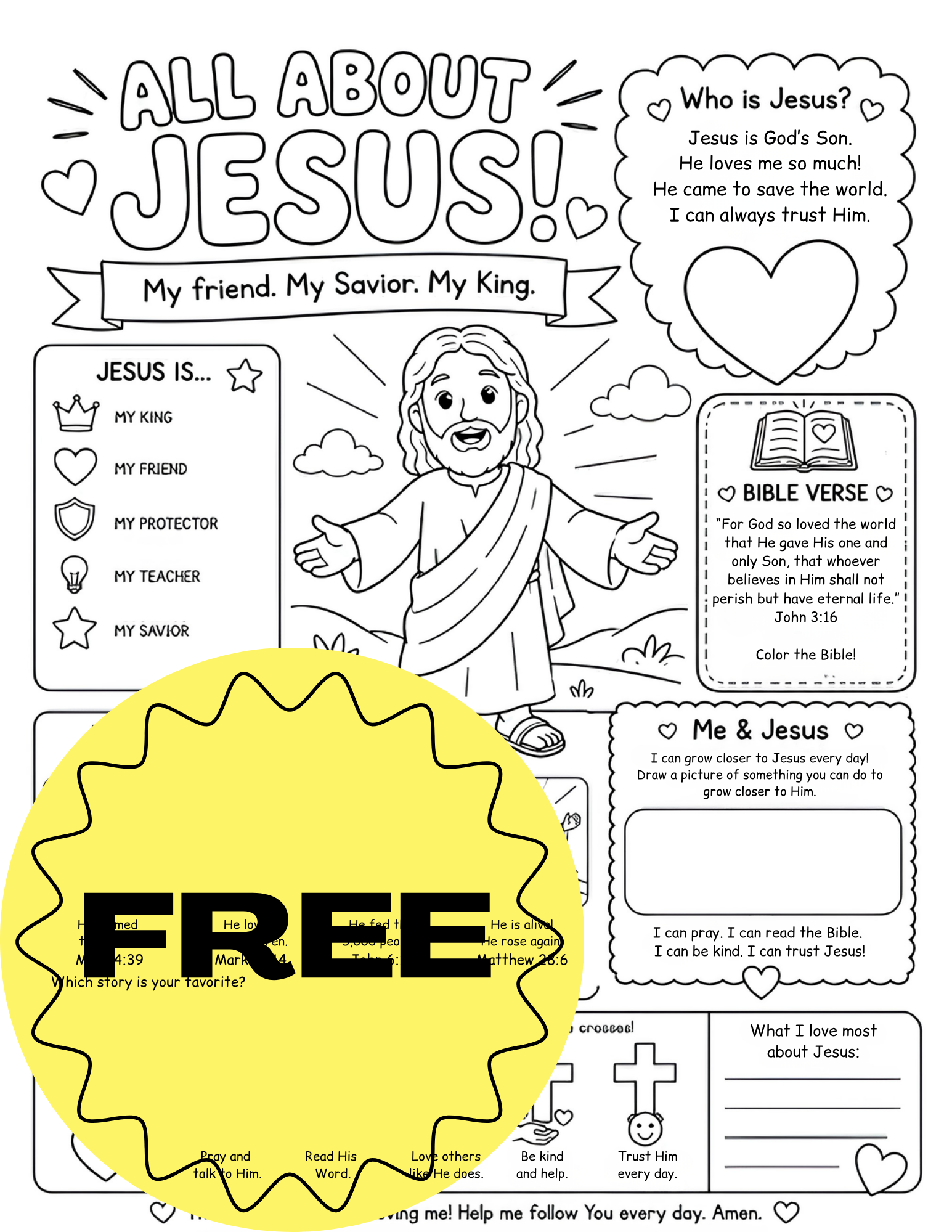 FREE PRINTABLE ‘All About Jesus’ Coloring Page Worksheet
